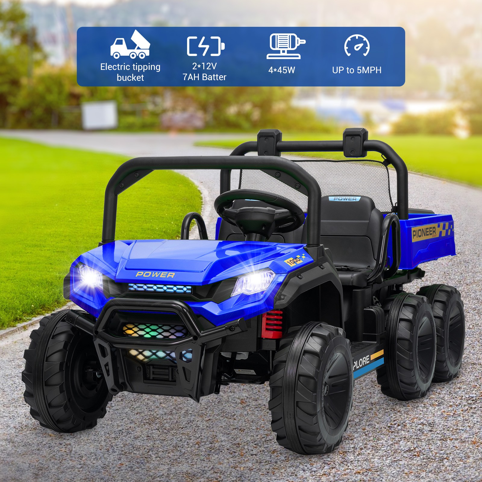 Kids Ride on Car 24V Electric Dump Truck 4WD 6 Wheeler Off-road UTV w/Remote LED