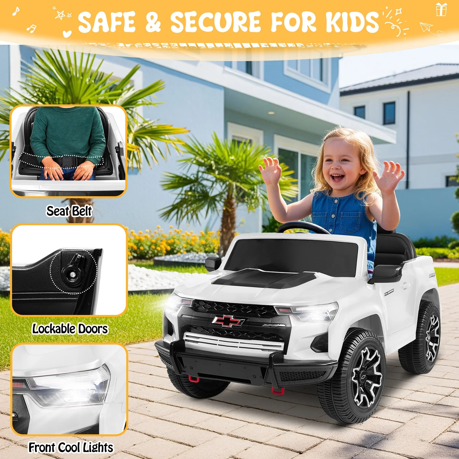 12V Licensed Chevrolet Colorado Ride-On Car for Kids with Remote