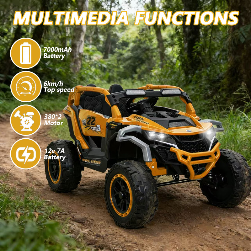 12V Ride on Models Truck Car Kids Electric 2 Seater UTV For 3-6 Years Old Yellow