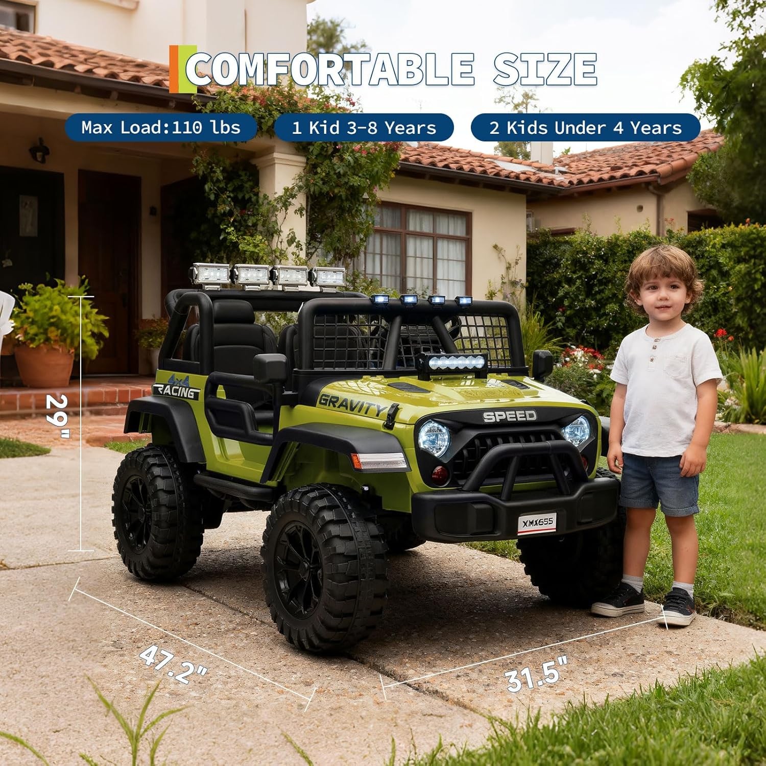 24V Ride on Car Toys for Kids,2 Seater Electric Truck with Parent Remote Control