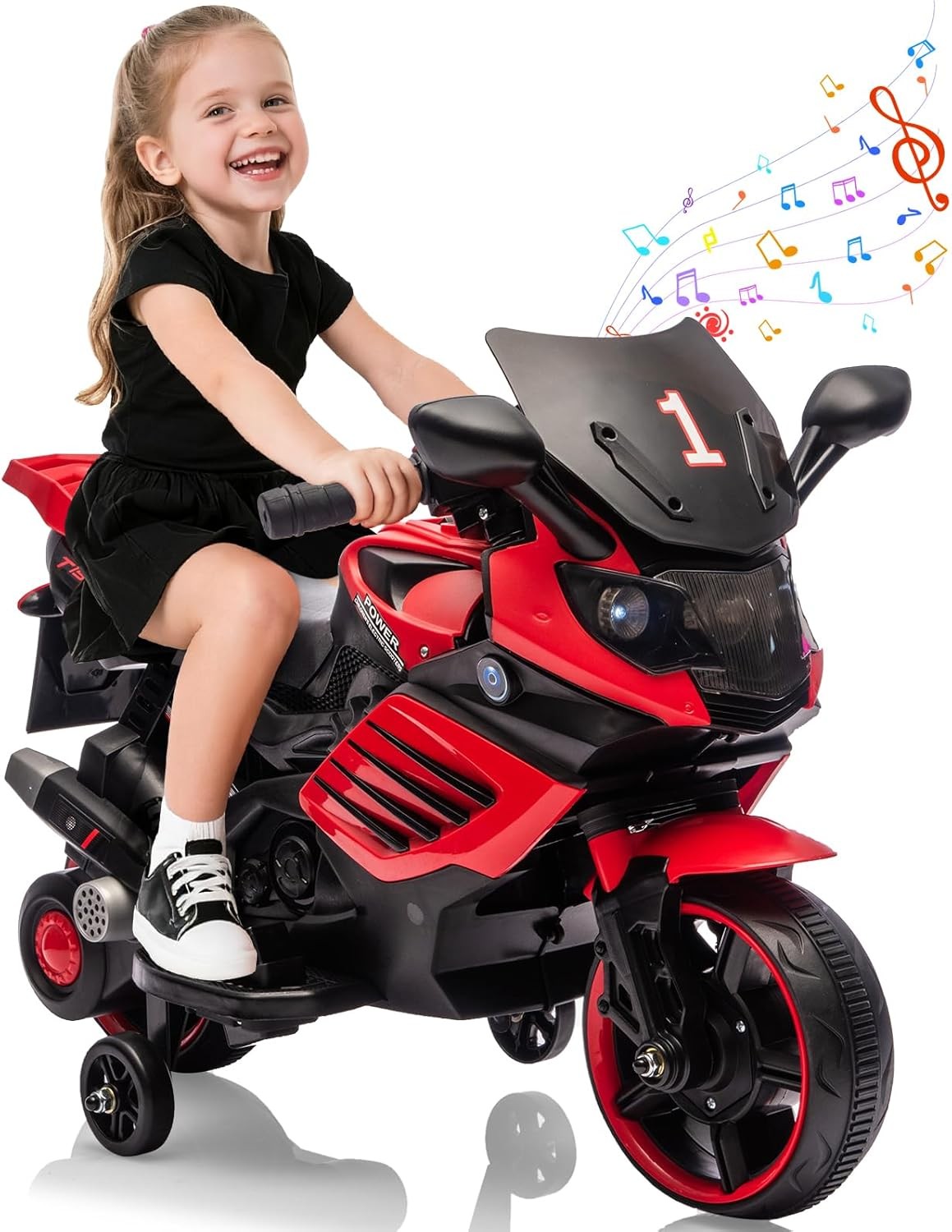 Kids 6V Ride On Motorcycle Battery Powered Ride On Toys w/Treaded Tires Music