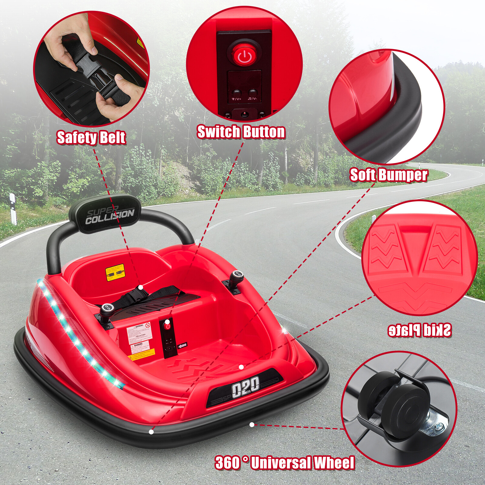 12V Kids Ride on Bumper Car 360° Spinning Electric Vehicle Toy w/Remote Control