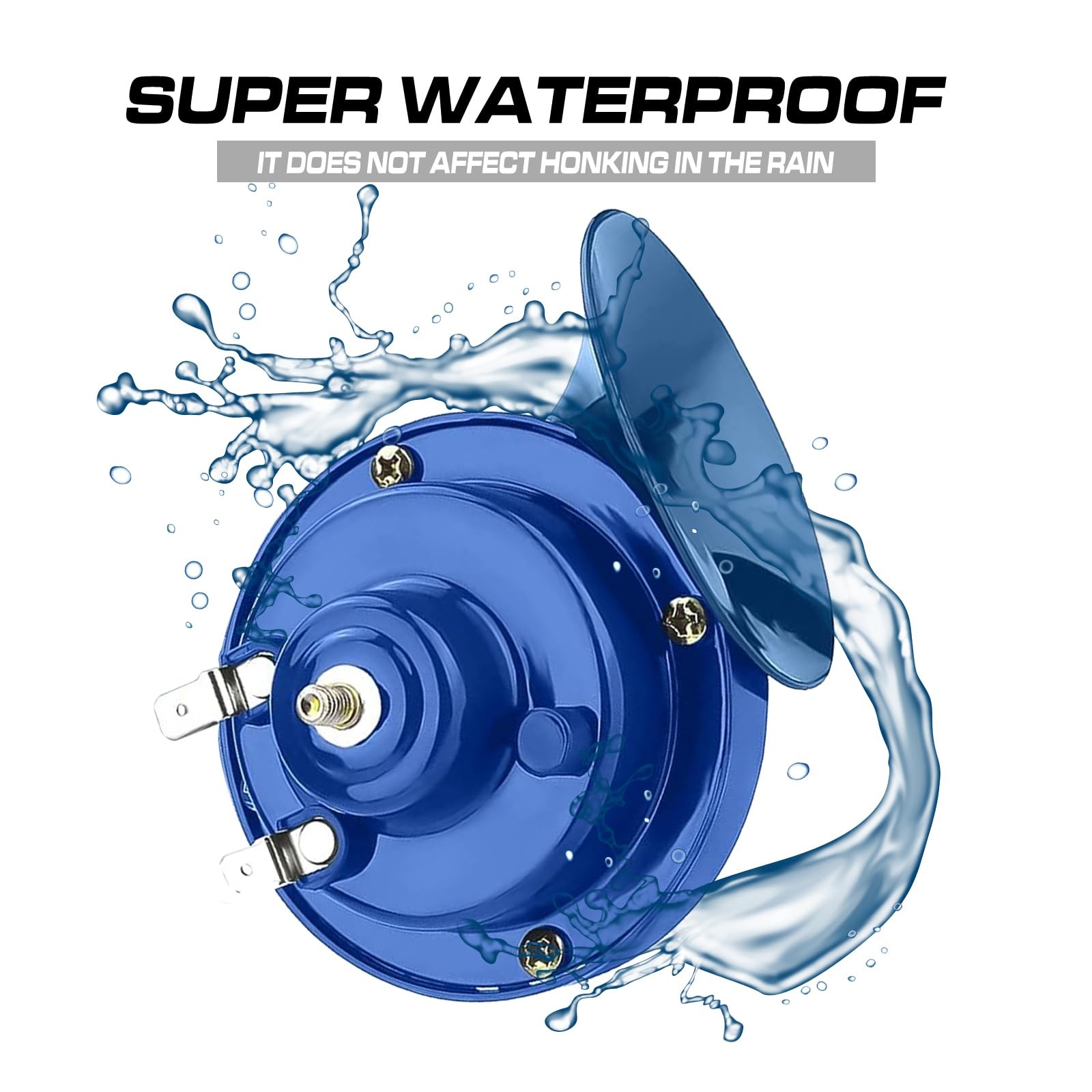 2 Pack 300DB Super Loud Train Horn, 12V Waterproof Electric Snail Horn, Blue