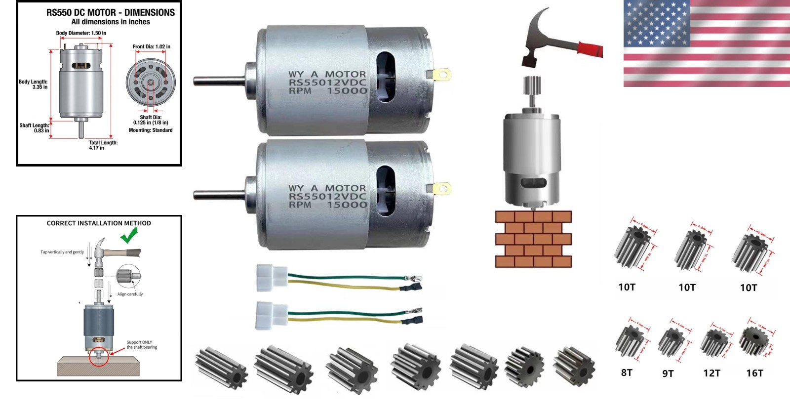 Electric Drive Motor 12V 15000RPM 6V-18V Power Wheels Upgrades Metal Gear