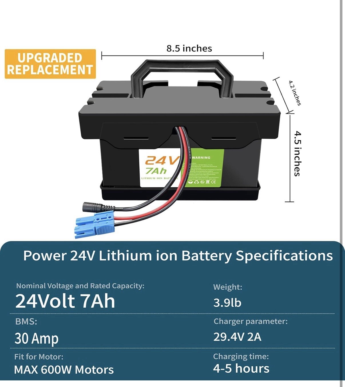 Upgraded 24V 7Ah Battery for 24V UTV Dynacraft Realtre Kids Ride-On Cars
