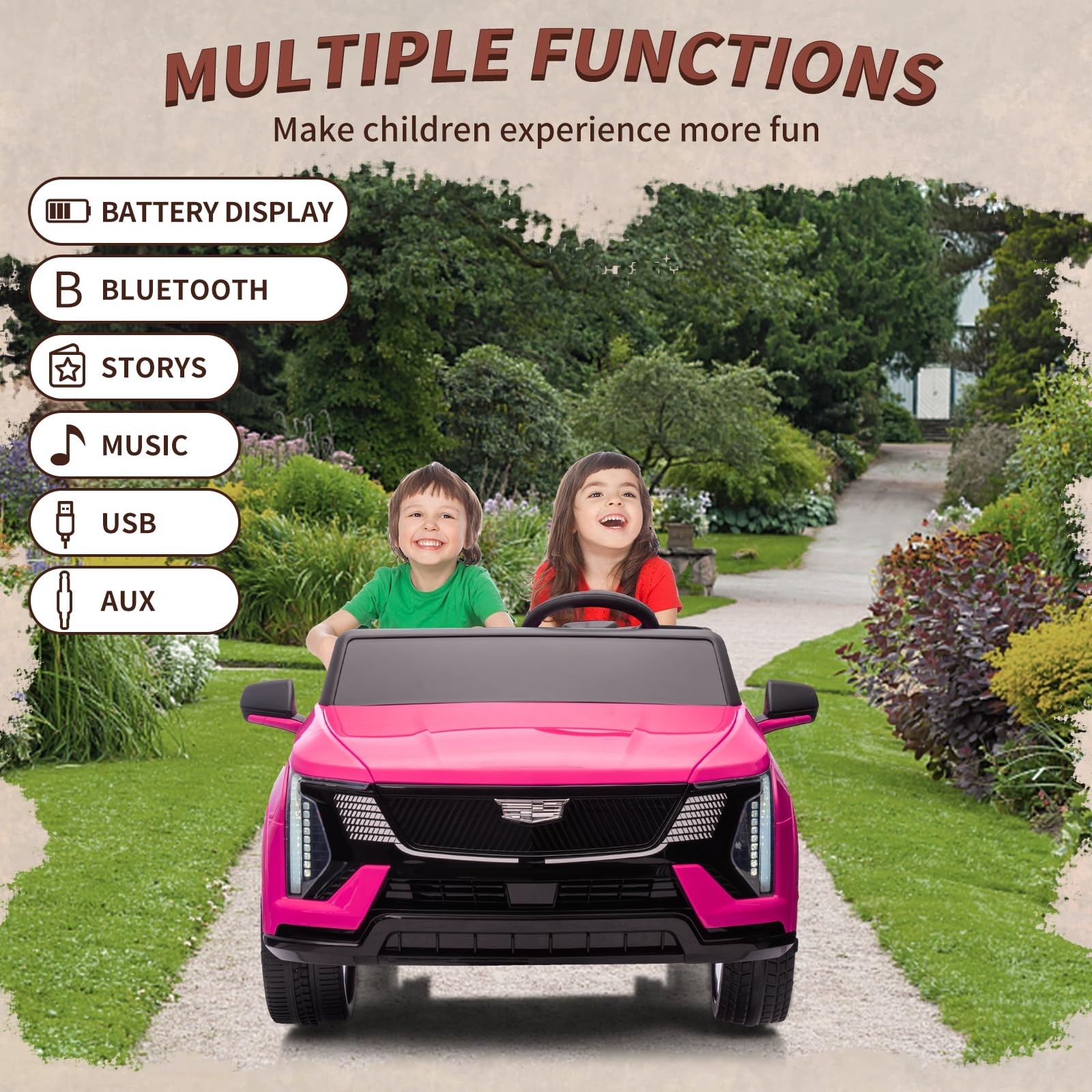 2 Seaters Cadillac Licensed 24V Ride On Car Girls Gift w/ Parent Remote Control