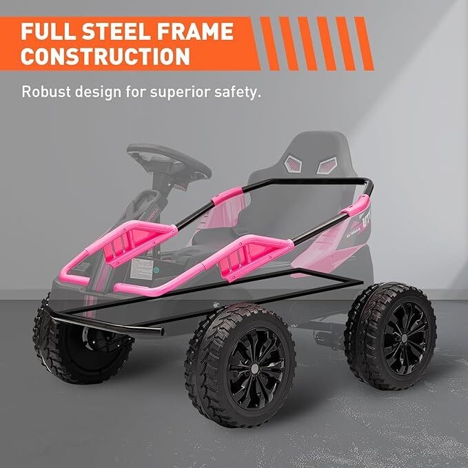 24V Ride On Toy for Big Kids 4x200W Electric Go Kart Safety First Battery-Powere