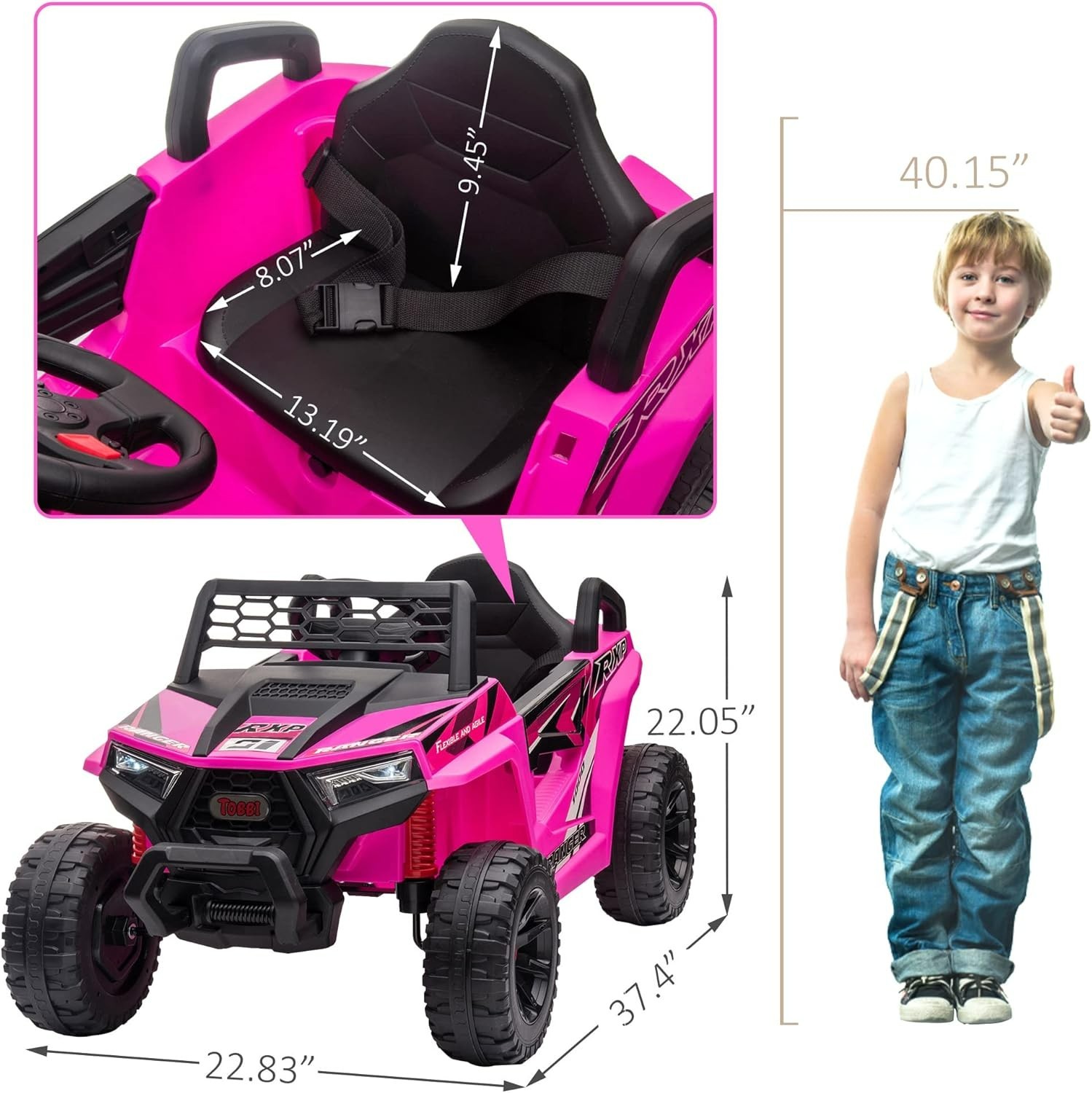 12V Kids Ride on Car, Electric Off-Road UTV Truck W/ Forward and Reverse Functio