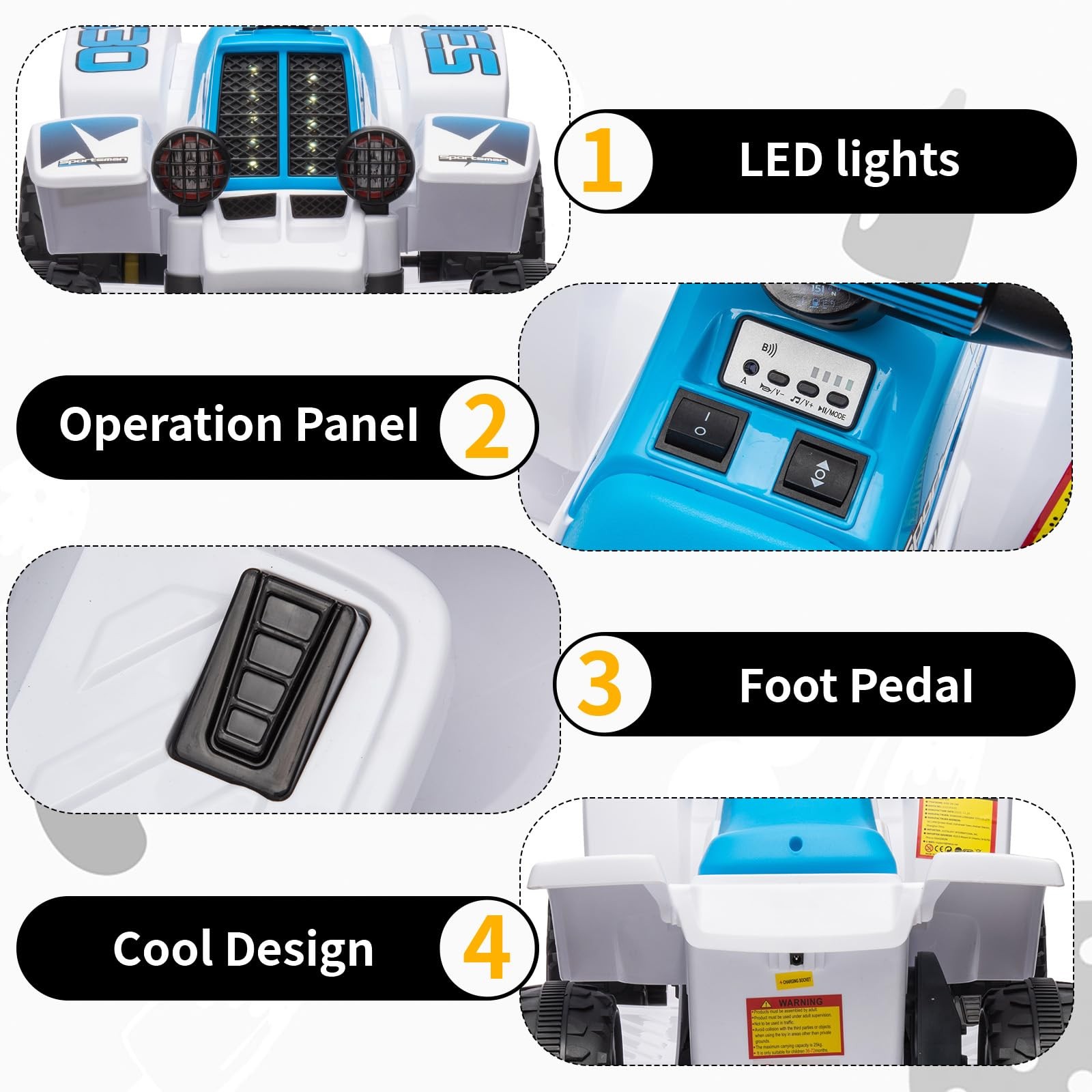 Electric Ride on ATV for Kids 6v 4.5AH Long-Lasting Battery Positive Energy Car