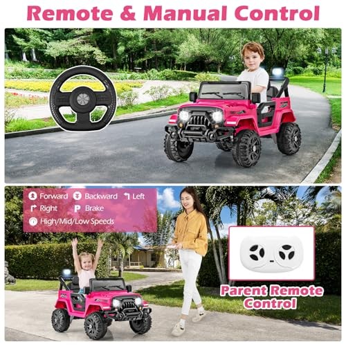 Pink 12V Battery Powered Electric Vehicle for Kids – Remote – Ride-On Truck