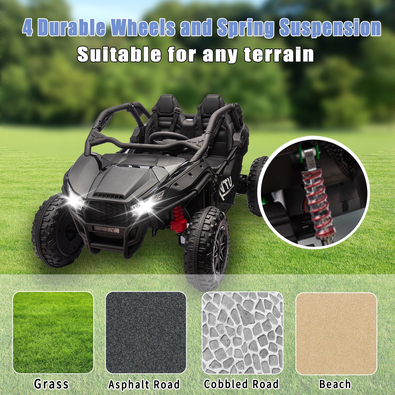24V Kids Ride on Electric Car UTV w/Remote, LED, Battery Power Wheels,Black