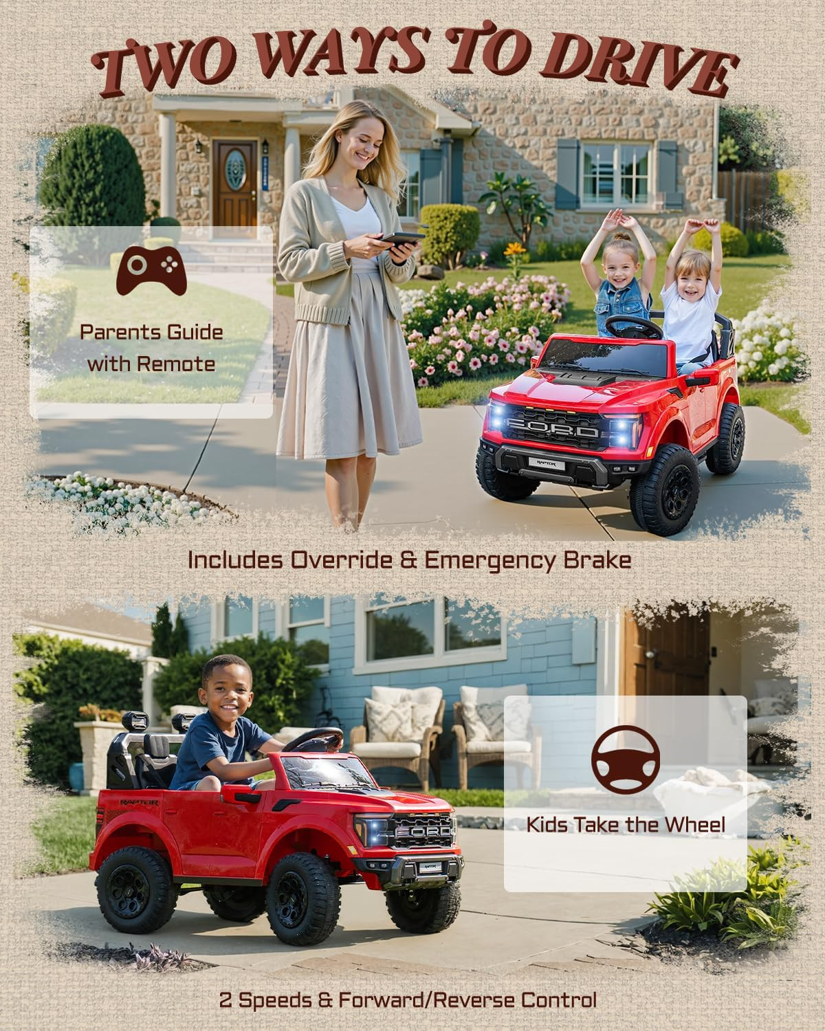 24V 2 Seater Ride On Truck Kids Electric Remote Control Ford F-150 Raptor w/ LED