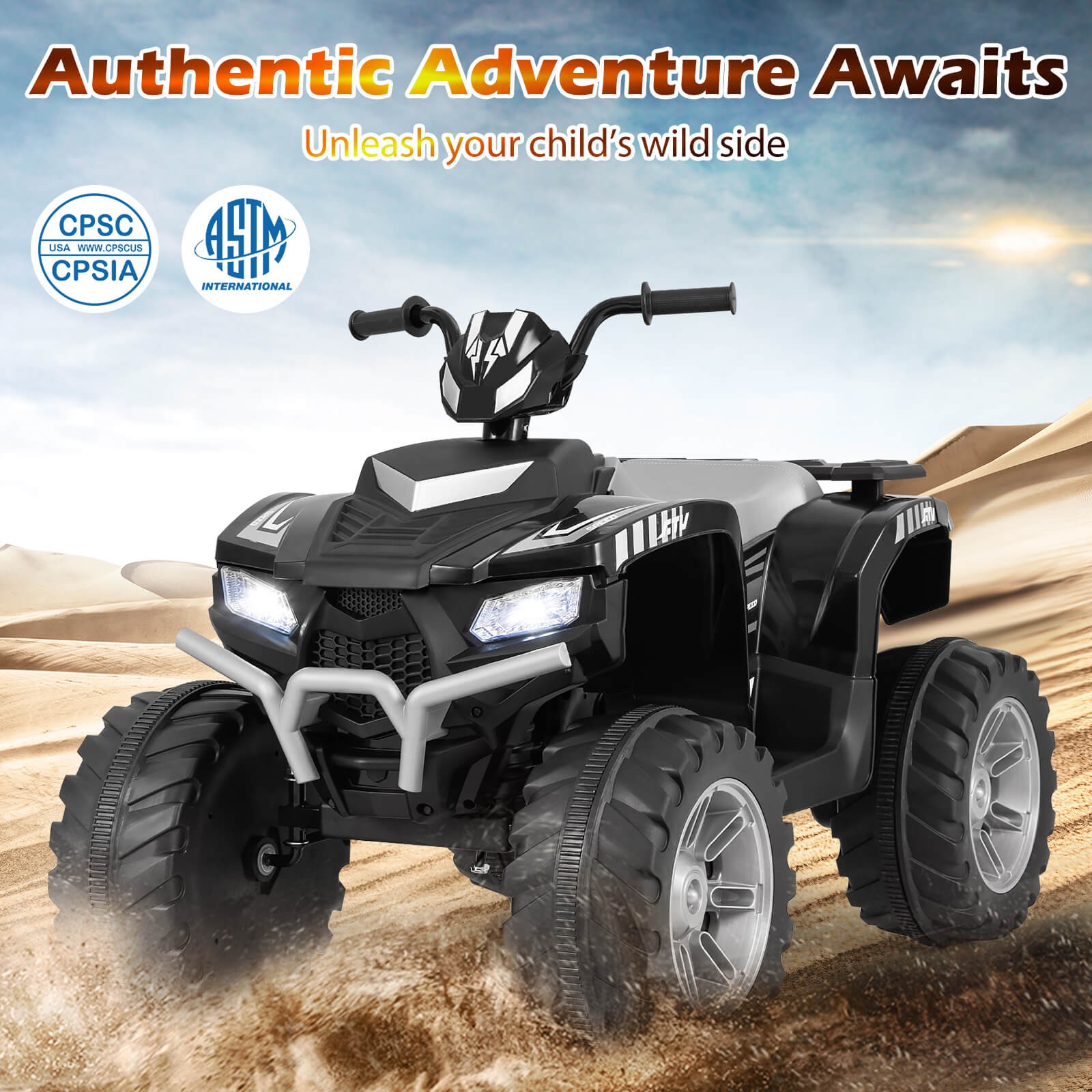 24V Kids Ride-On Electric ATV 4-Wheeler Quad Car with Wireless Connection