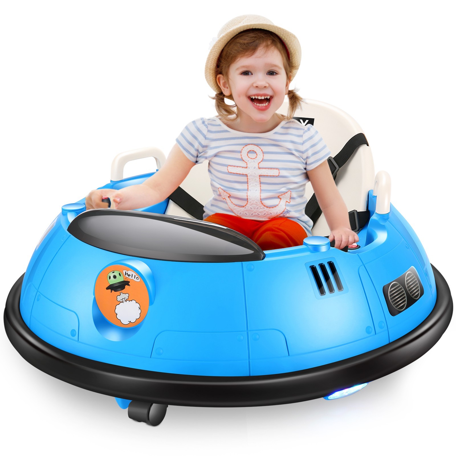 Bumper Car 12V Ride On Electric Bumper Car Flashing LED Light & 360° Rotation US
