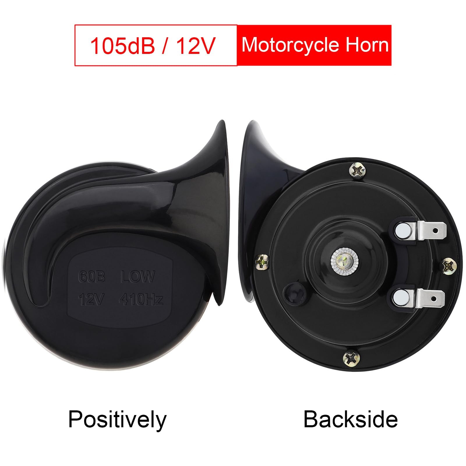 12V Super Loud Snail Horn 410HZ 510HZ High Low Tone for Any Vehicles yachts b…