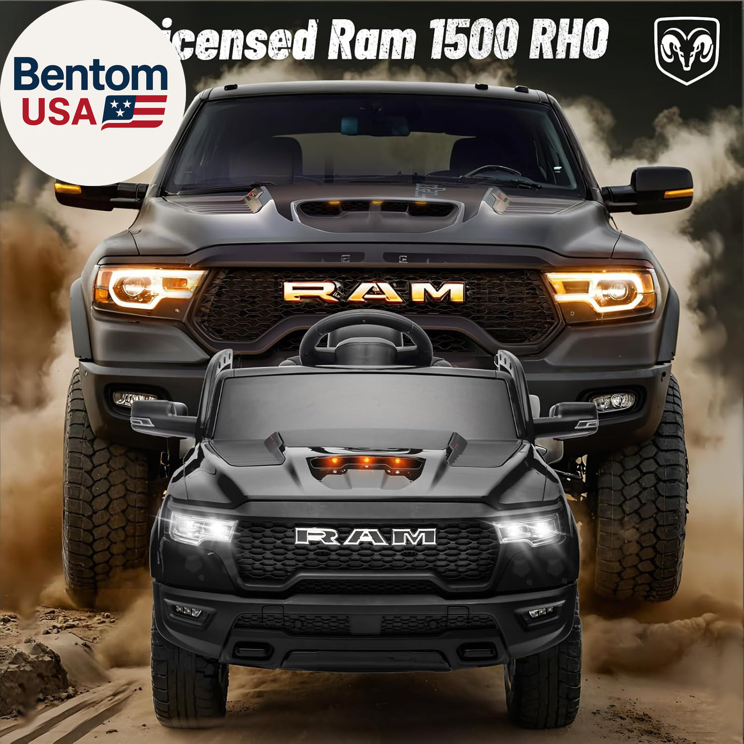 Licensed Ram 1500 Ride on Toys for Kids 4-8, Ride-On Electric Car for Kids with