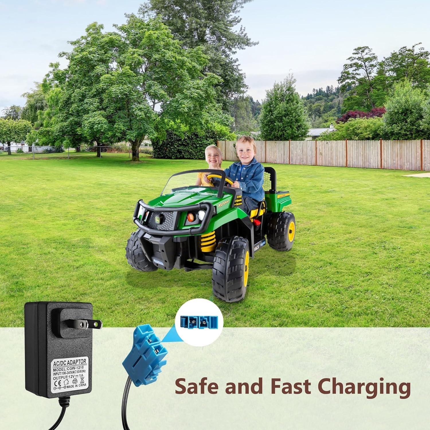 12V Battery Charger for Peg Perego, Ground Force Tractor John Deere Gator XUV ..