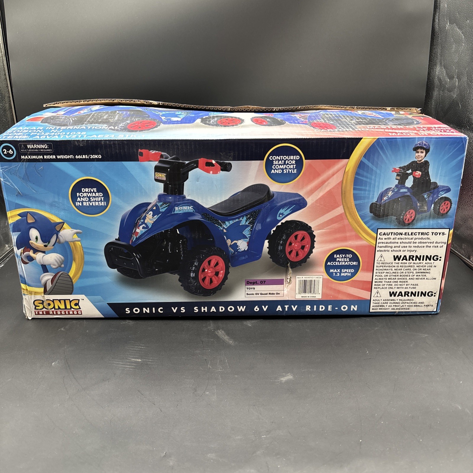 Sonic The Hedgehog Vs Shadow 6V ATV Ride-On Ages 2-6 New