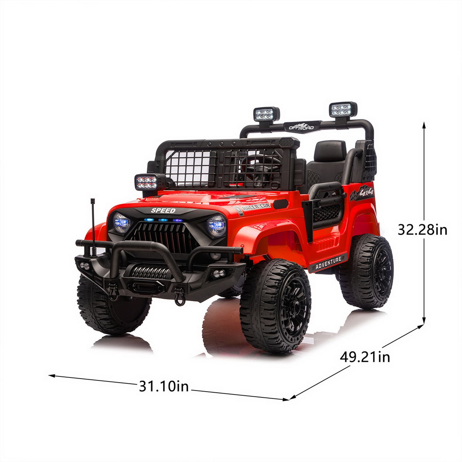 24V 2-Seater Off-Road Ride On Jeep Car Toy Parent Control LED Music Dual Motors