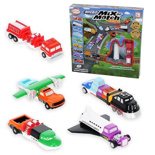 Magnetic Vehicles for Toddlers 1-3, Mini Mix or Match Car Toys, Set of 9 Gift