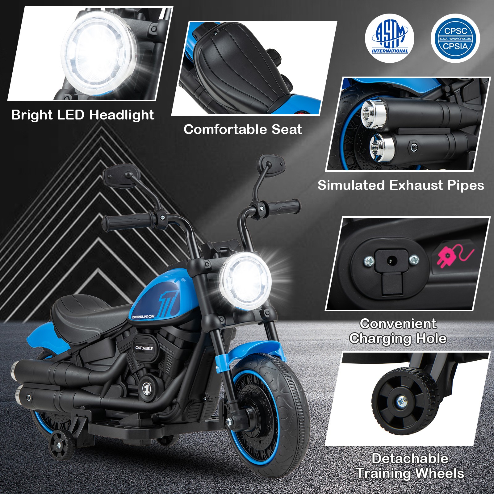 6V Kids Ride-on Electric Motorcycle w/ Music, Story & FM Modes, Training Wheels