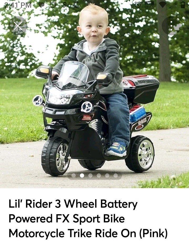 Lil’ Rider 3 Wheel Battery Powered FX Sport Bike Motorcycle Trike Ride On (Pink)