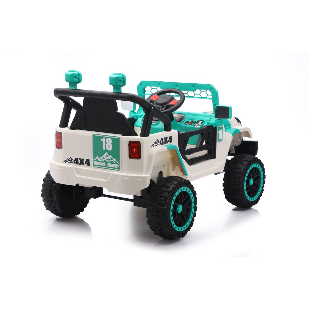 12V Toddler Electric Ride On Car White Green, Remote Control Spring Suspension