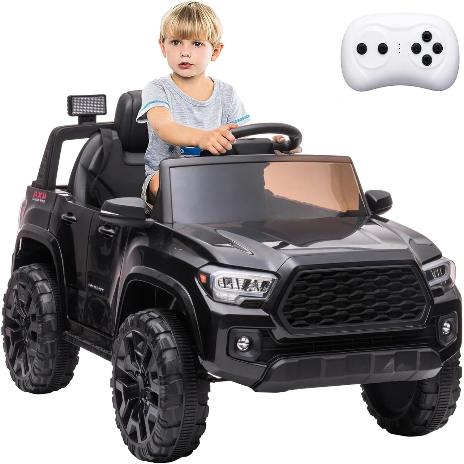 12V Kids Ride-On Car With Parent Remote Control &LED Headlights for 3-6 Year Old
