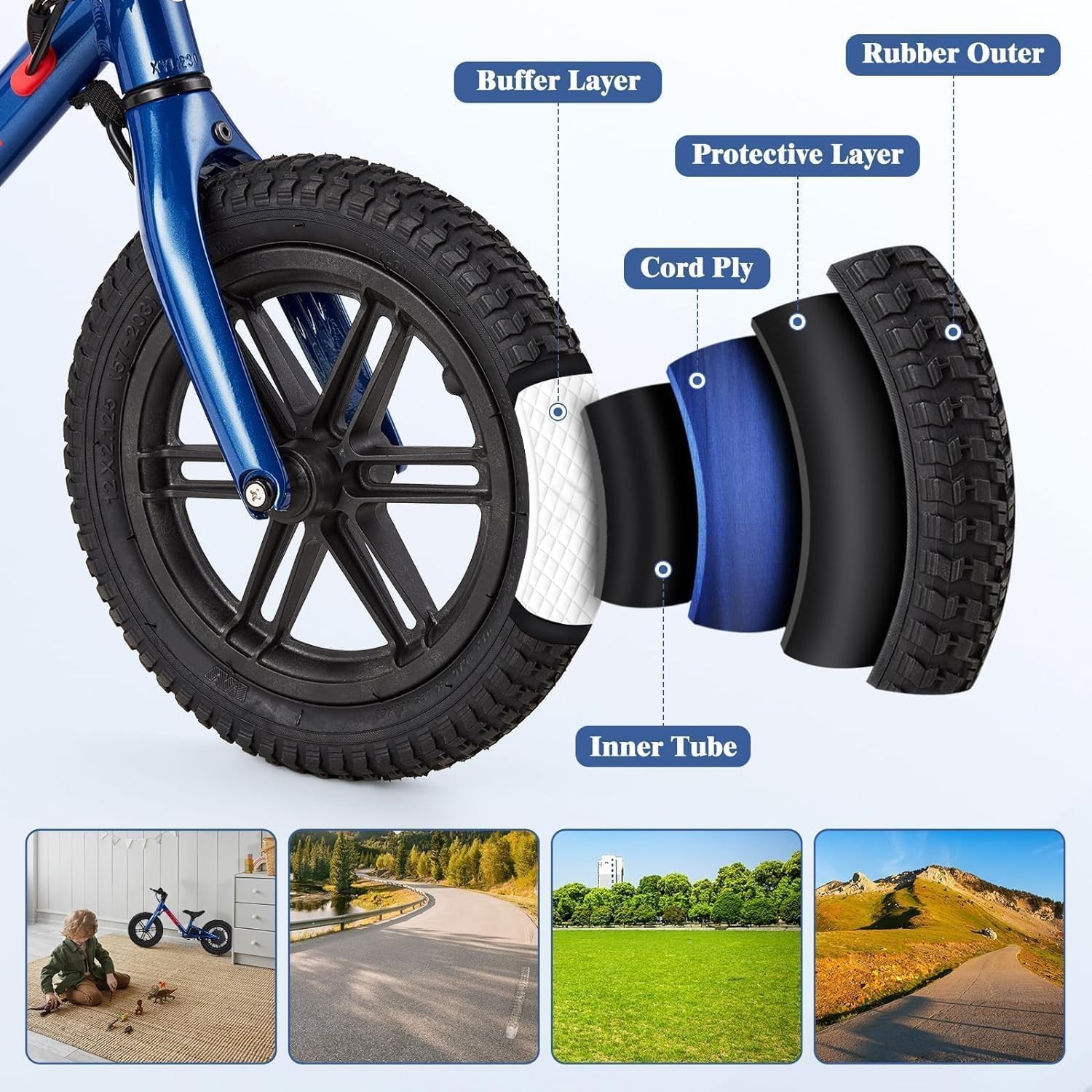 24V 100W Electric Balance Bike for Kids Ages 3-5 Years with 12’’ Inflatable Tire