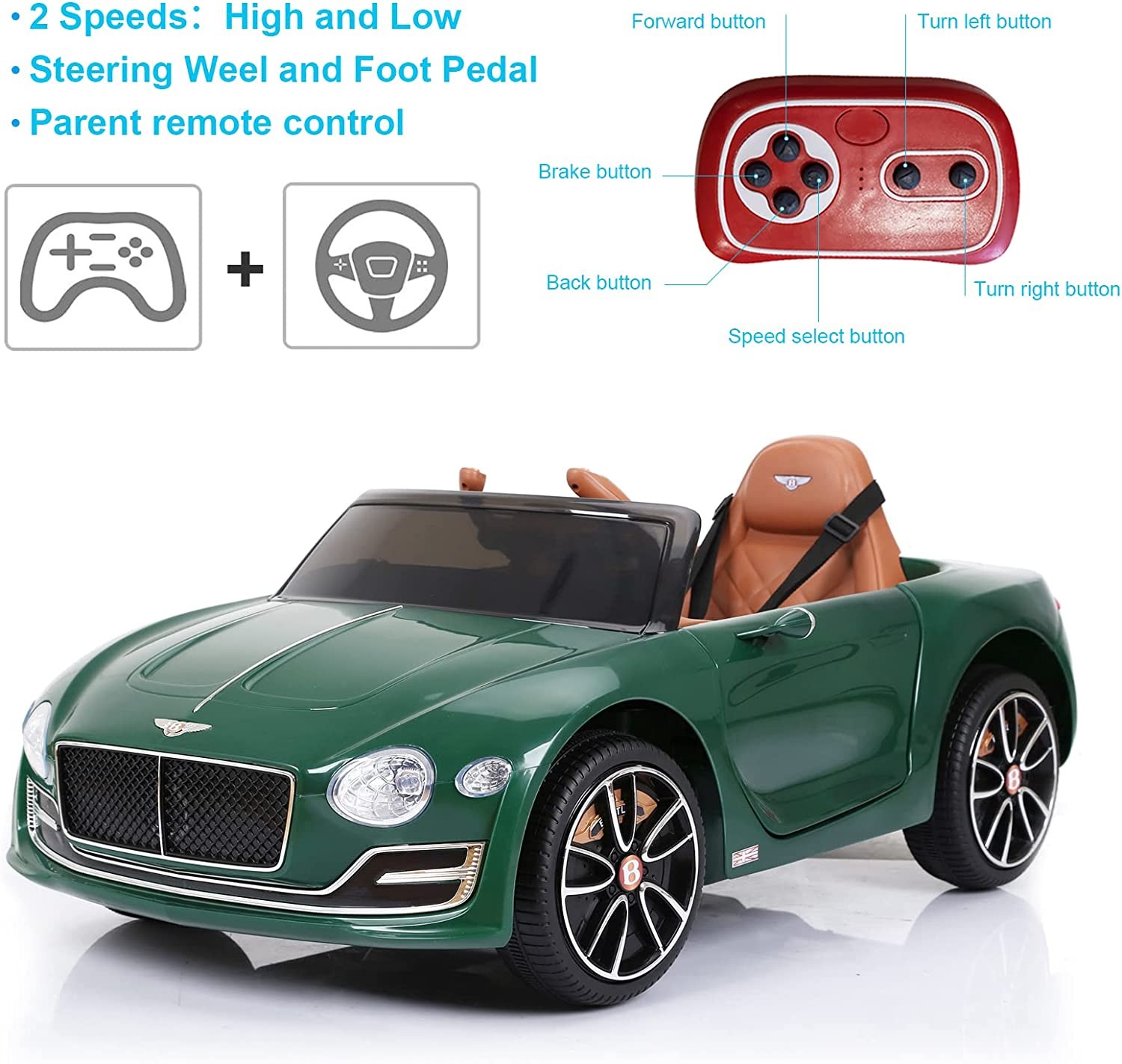 Licensed Bentley Style 12V Electric Kids Ride On Car Toys Gifts w/ Remote LED US