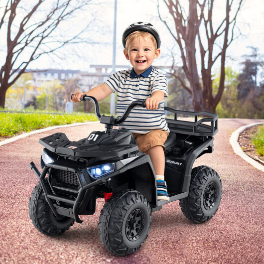 24V Kids Ride on Electric ATV Quad Car with Realistic Sounds and LED Lights-Blac