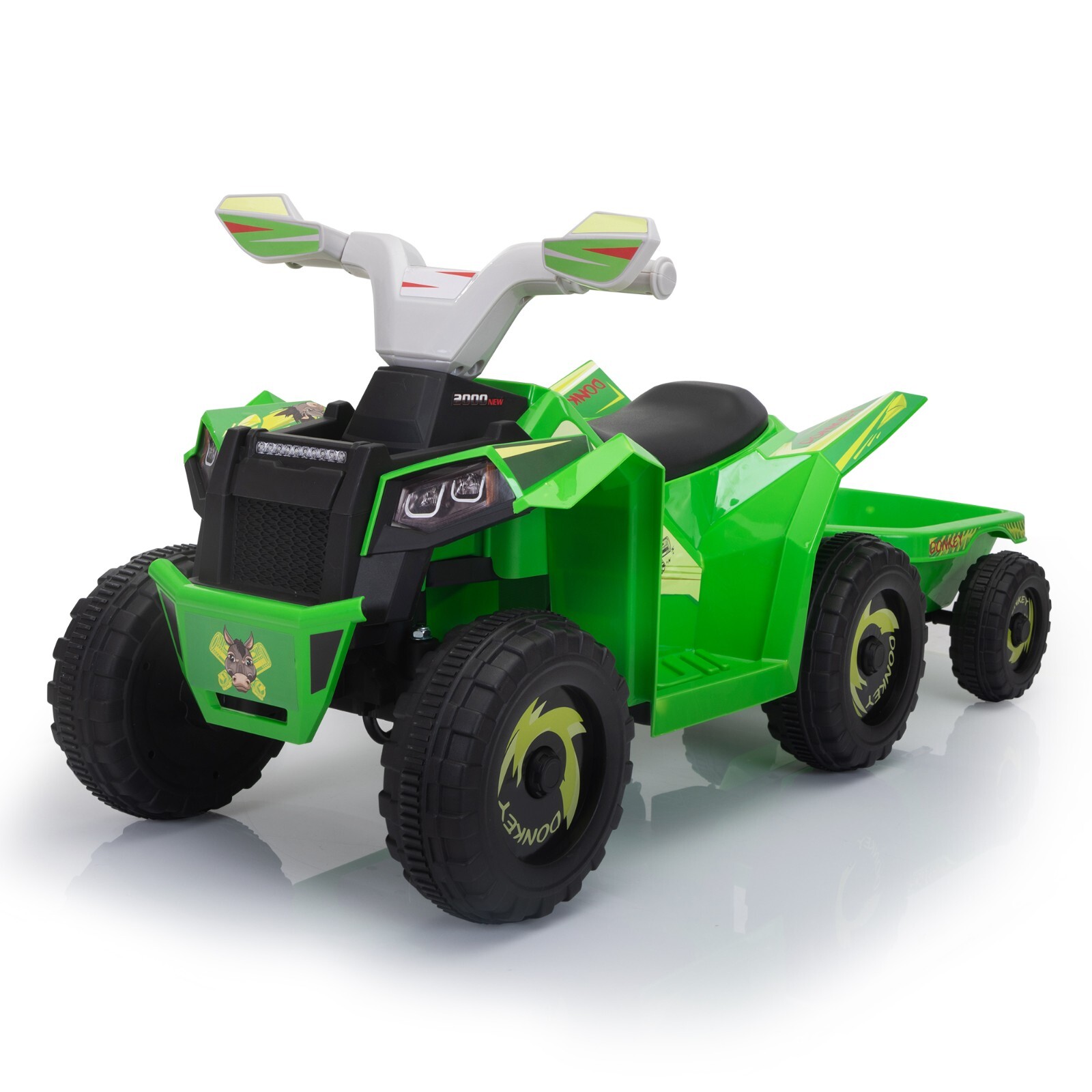 TOBBI 6V Kids Electric Ride on Car Toddler Quad Bike ATV w/Trailer for Kids 3-6