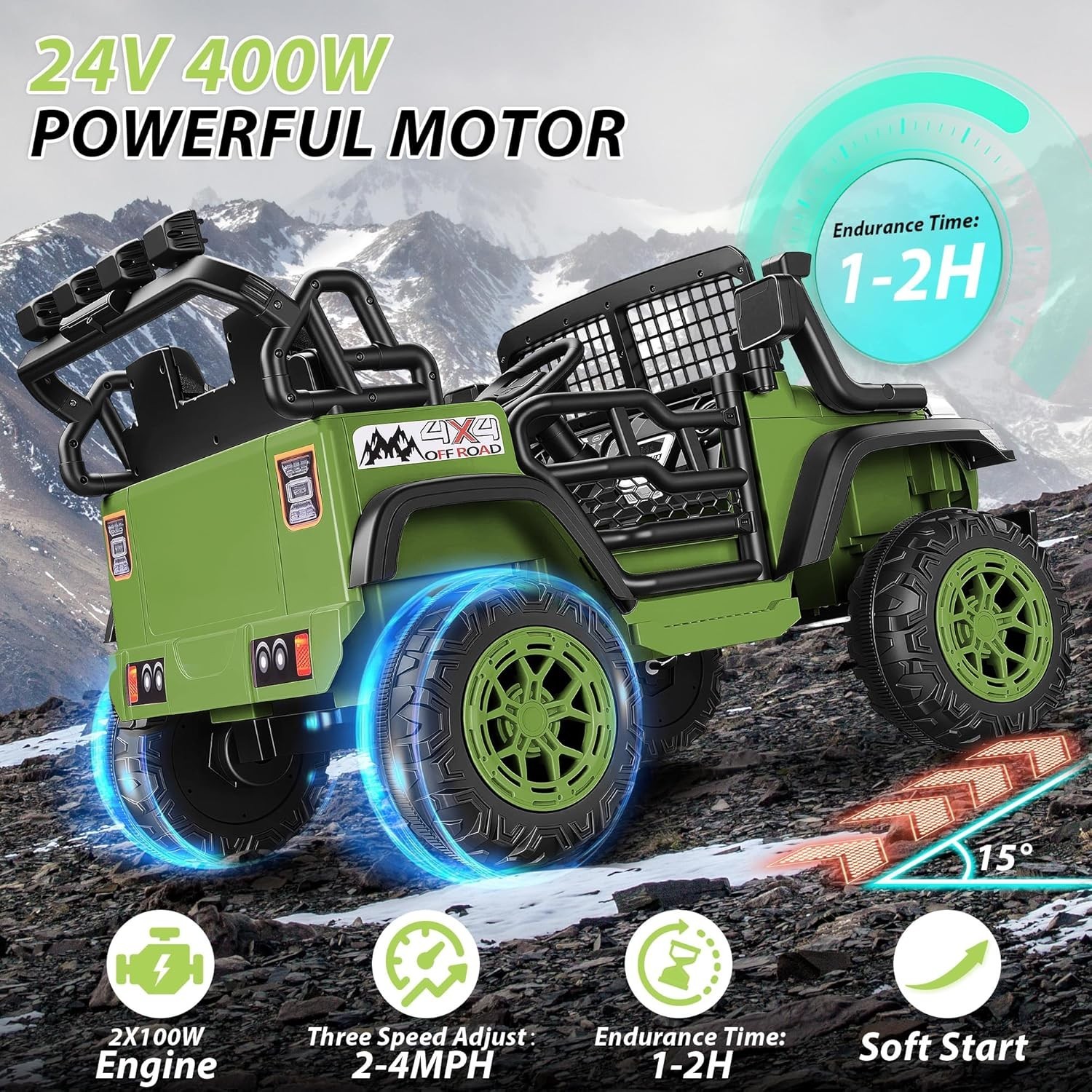 Ride on Car for Kids 24V Electric SUV w/Remote Control, 2x200W Motor Bluetooth🎁
