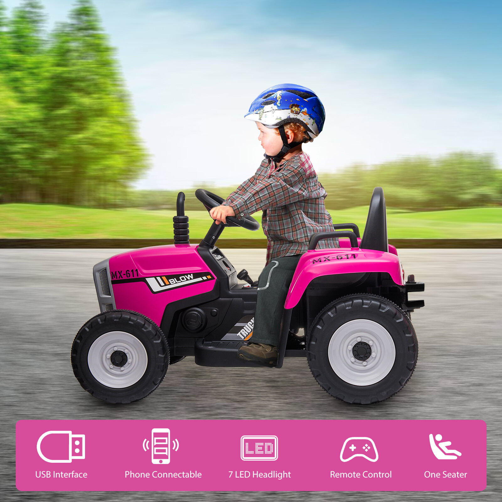 12V Kids Ride On Tractor w/ Trailer & Remote Control Kids Car Vehicle Toys Gifts