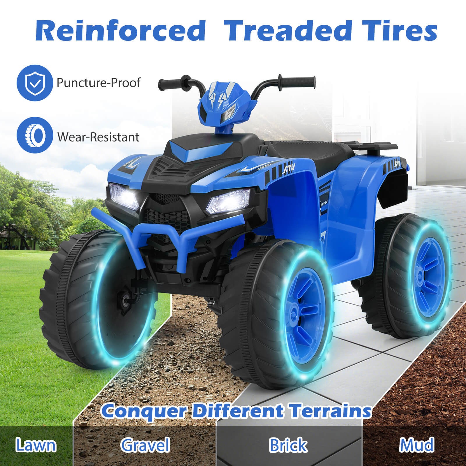 24V Kids Ride-On Electric ATV 4-Wheeler Quad Car with Wireless Connection