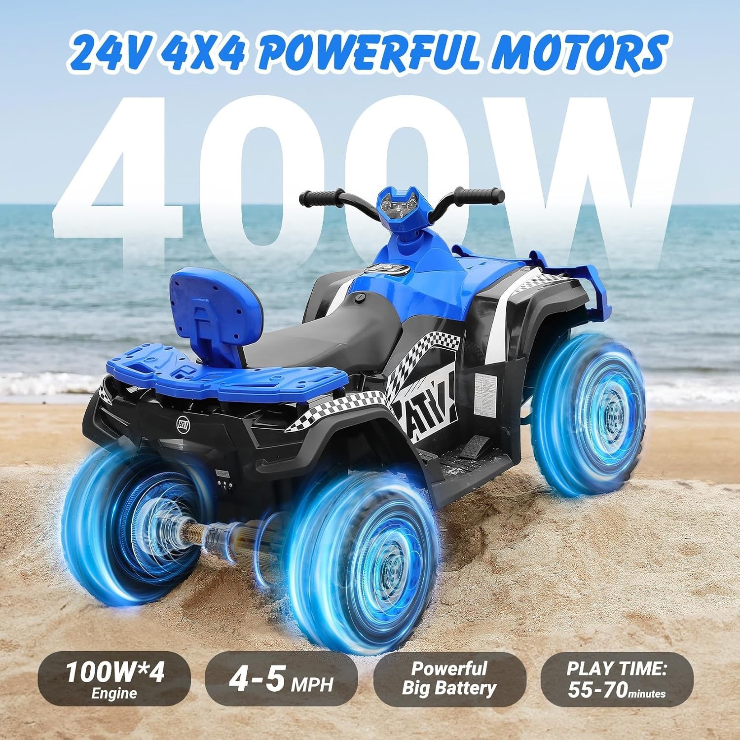 24V Kids Ride on ATV 4 4WD Off-Road 4 Wheeler Ride on Car