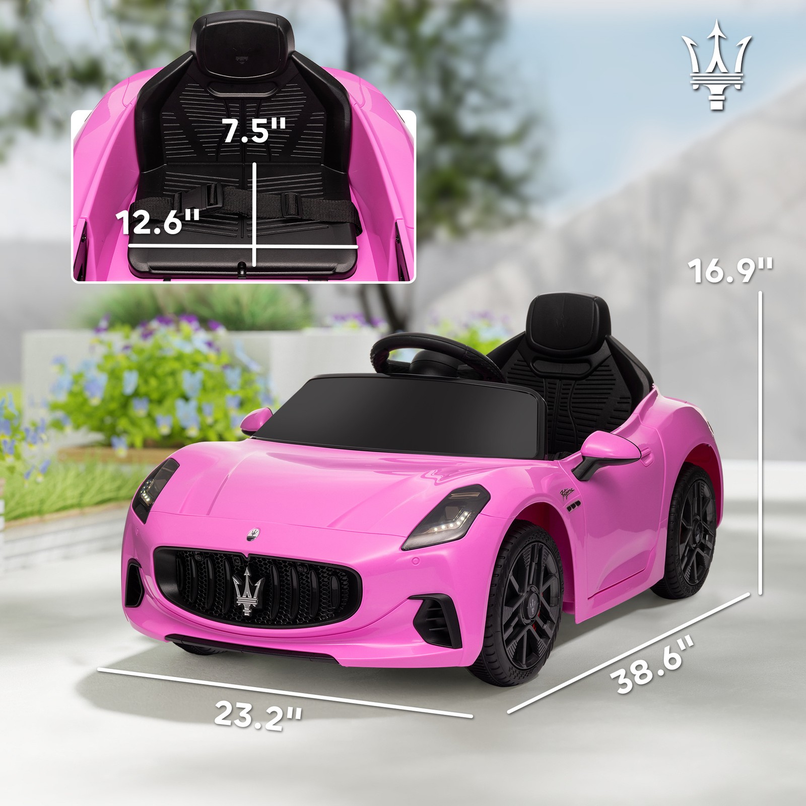 Qaba Maserati Gran Turismo Licensed 12V Kids Electric Car w/ Remote Control Pink