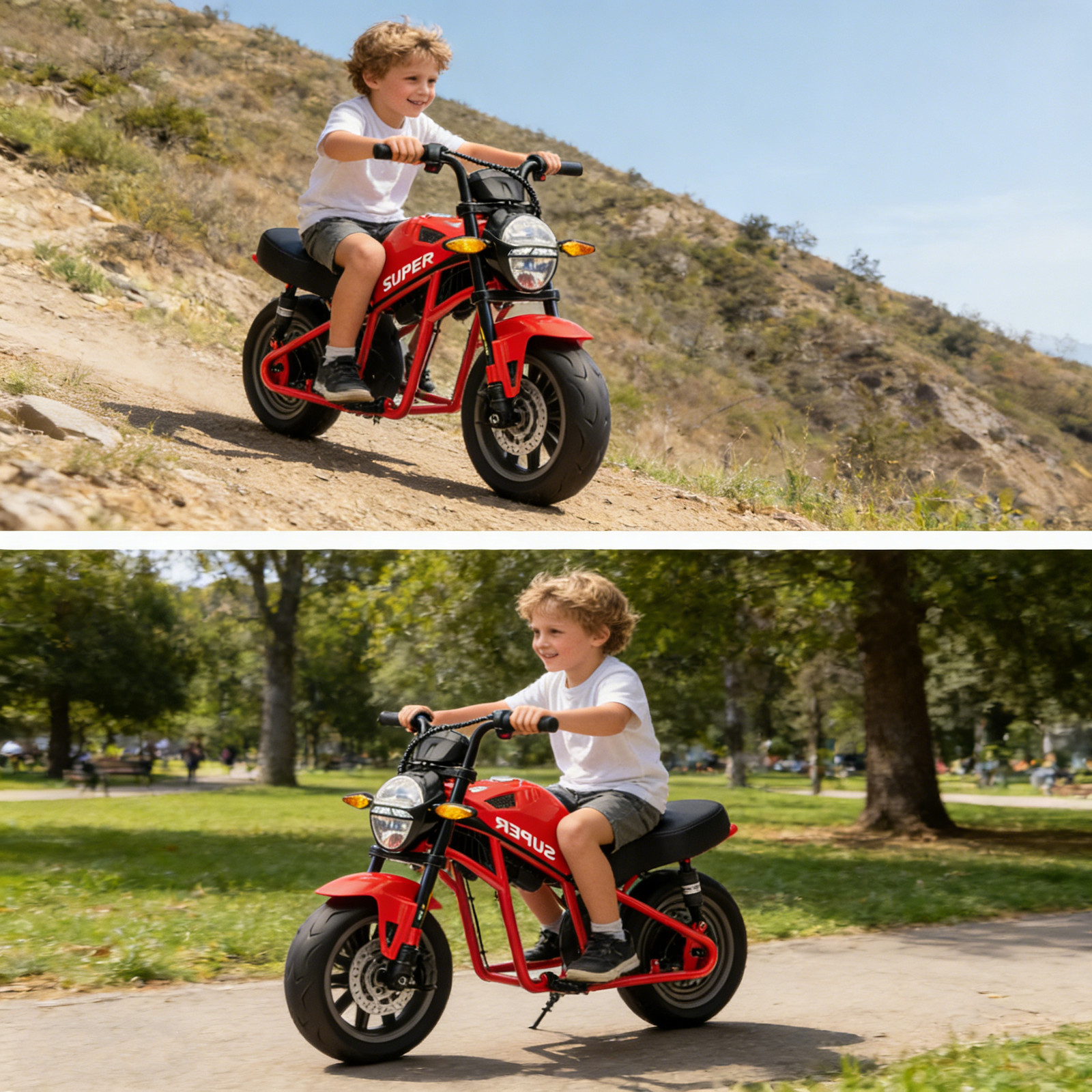 24V 300W Kids Ride On XL Electric Toy Muscle Motorcycle14in Widen EVA Wheels