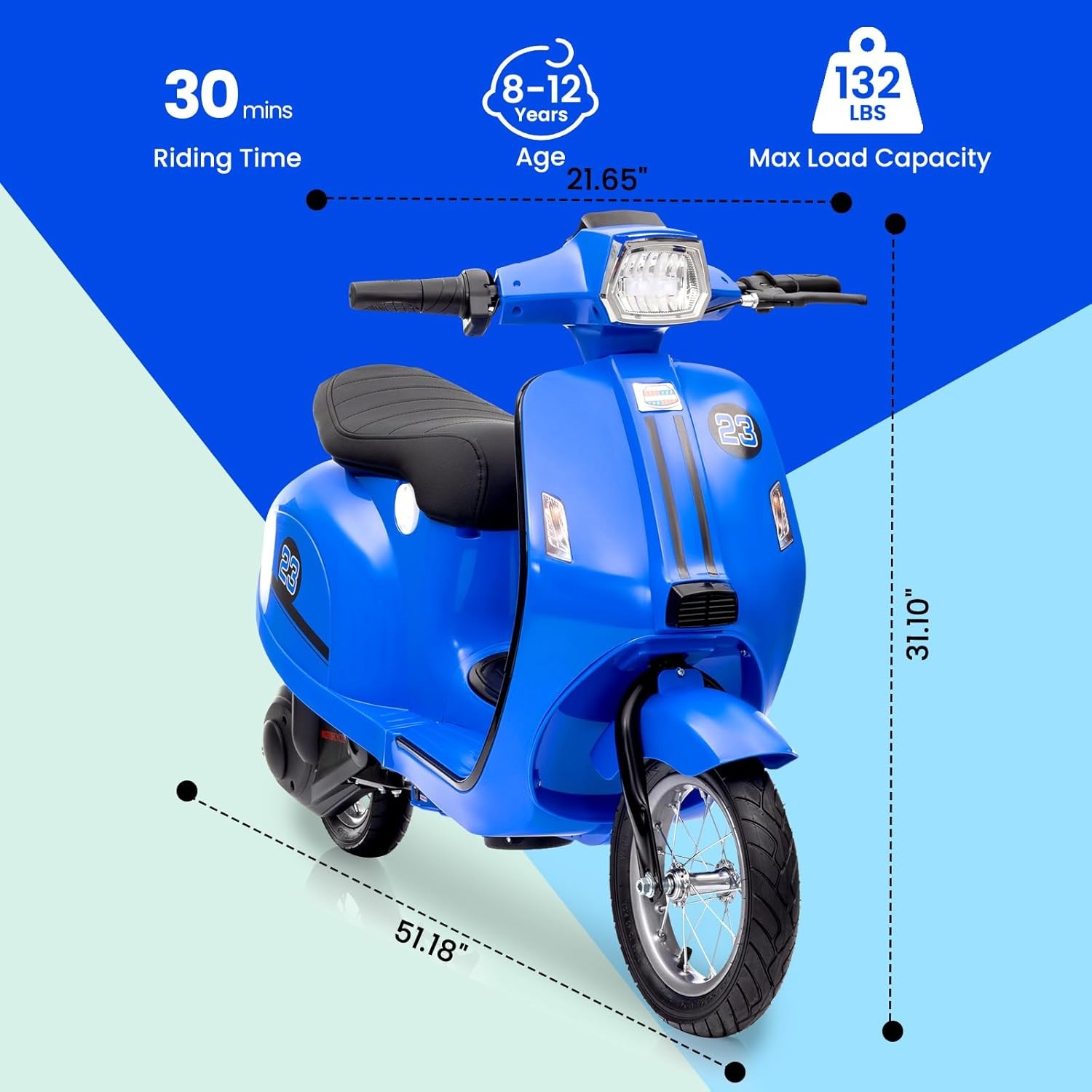 24V Ride on Motorcycle,Electric Moped Scooter with Twist Grip Throttle for Kids