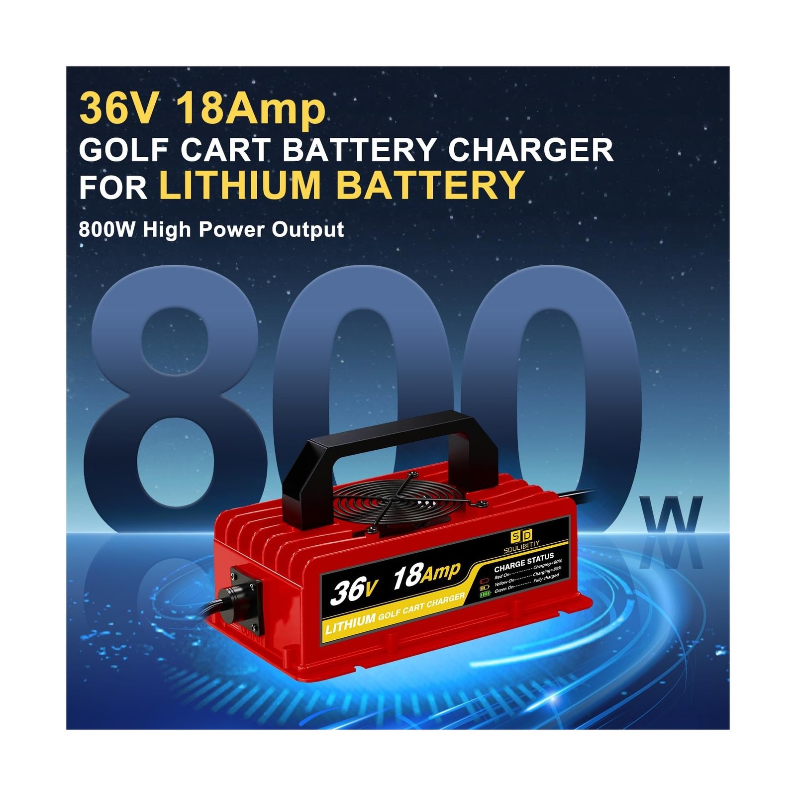 36V 18AMP Volt Golf Cart Charger, EZGO TXT Lithium Golf Cart Battery Charger