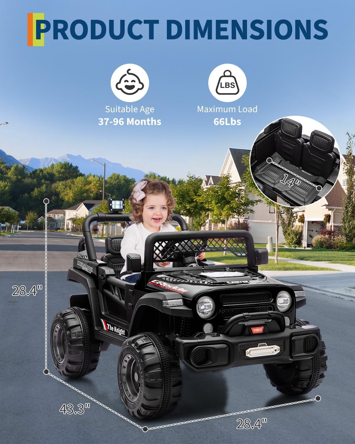 Kids Electric Ride-on Car, 12v Battery Truck with Dual Motors & Remote Control