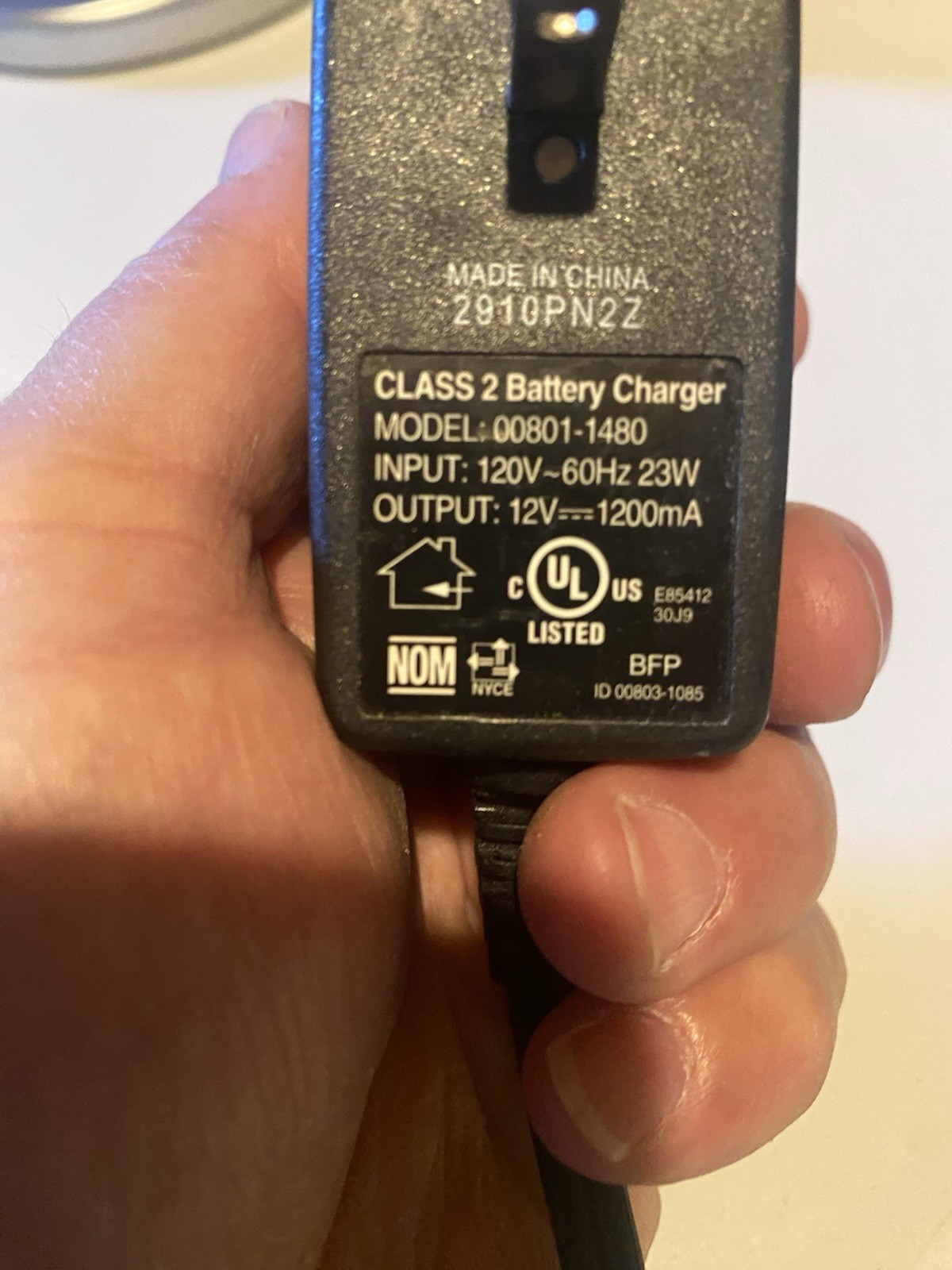 Power Wheels 12V Battery Charger Cord 00801-1480Genuine Fisher Price Original