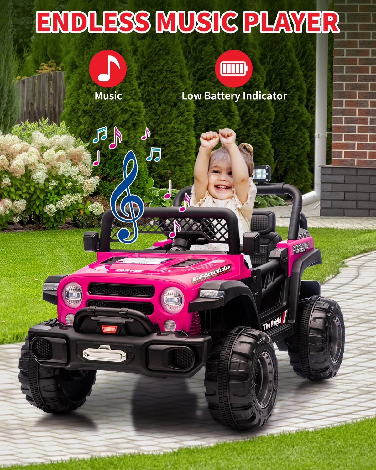 Kids Electric Ride-on Car, 12v Battery Truck with Dual Motors & Remote Control