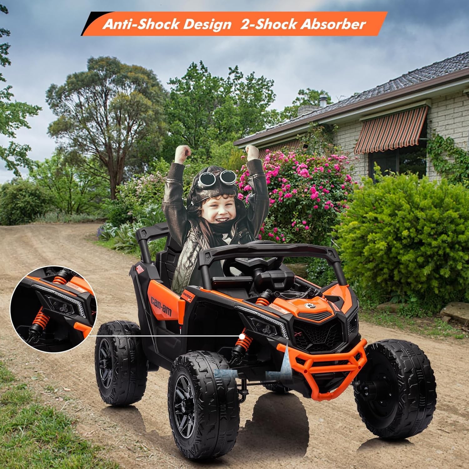 4 Wheeler Electric 2 Seaters Ride On UTV Car for Kids Off-Road w/ Remote