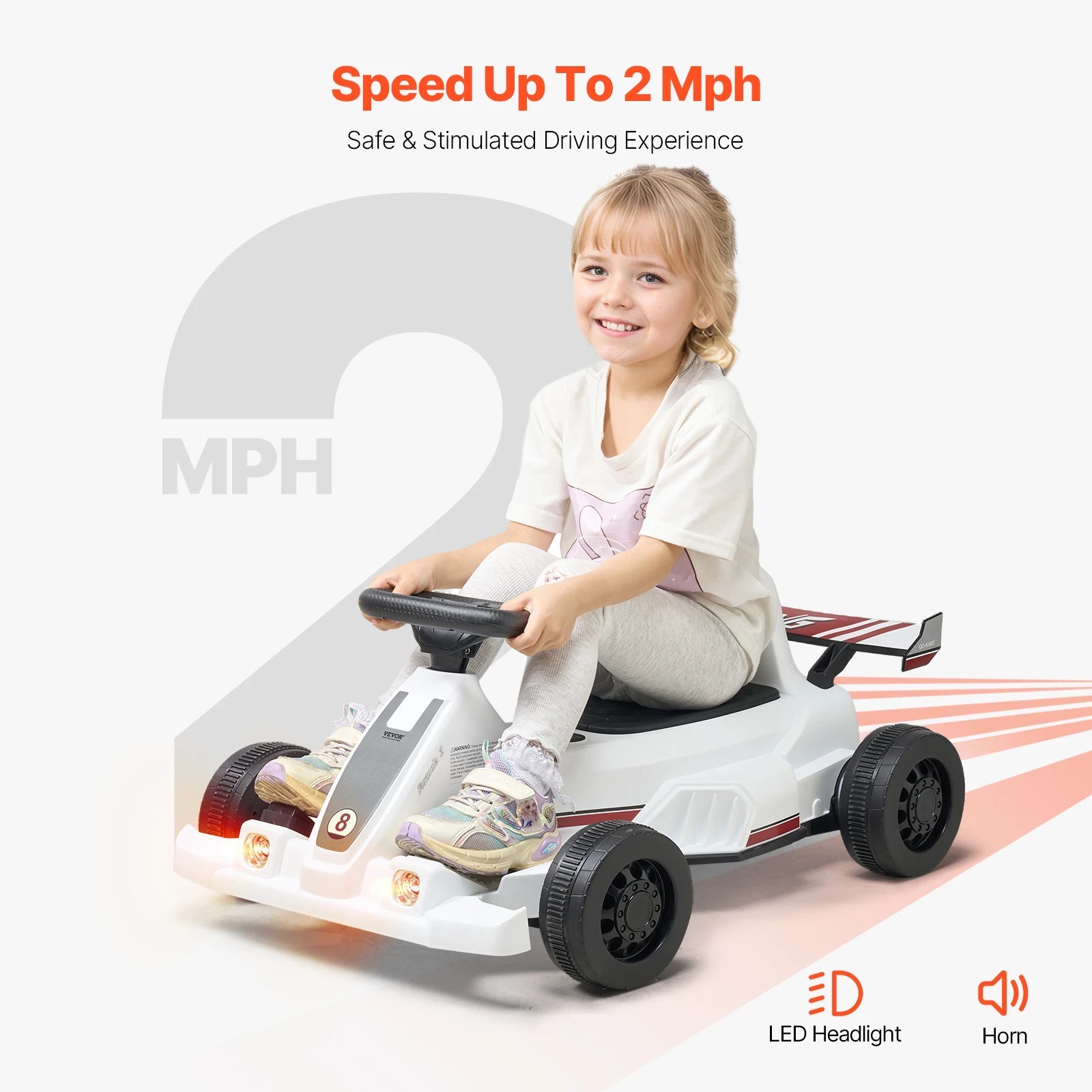 Electric Go Cart Outdoor Racing Toys Headlight & Horn Ride On Pedal Kids Gift