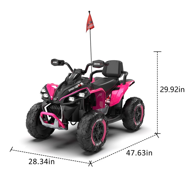 24V Kids Ride On Toy Electric ATV 4-wheel shock absorber 1.24-3.73MPH Aged 3-12