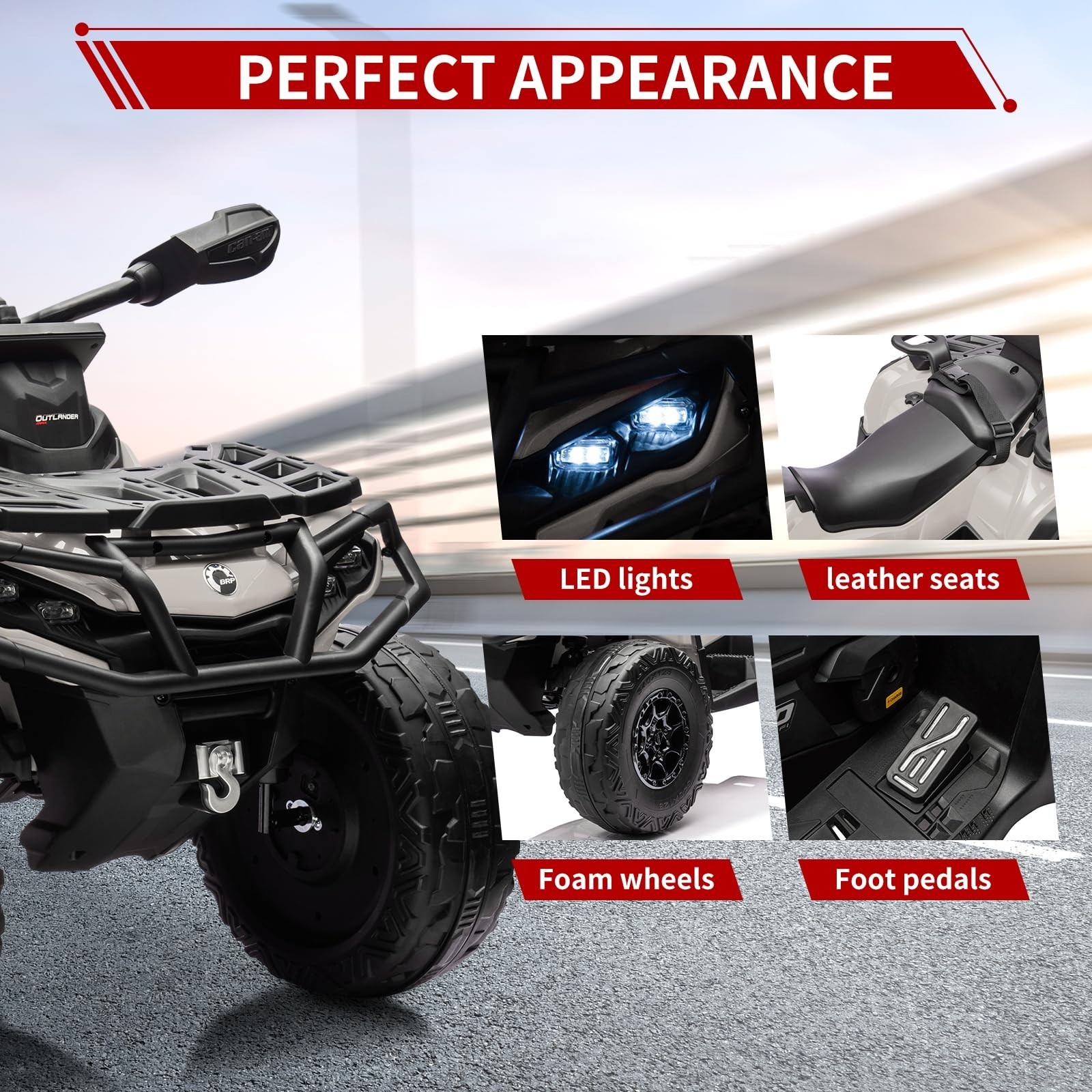 Electric Ride On ATV Licensed Can-Am For Kid 2 Seaters 24V Ride On Car Bluetooth