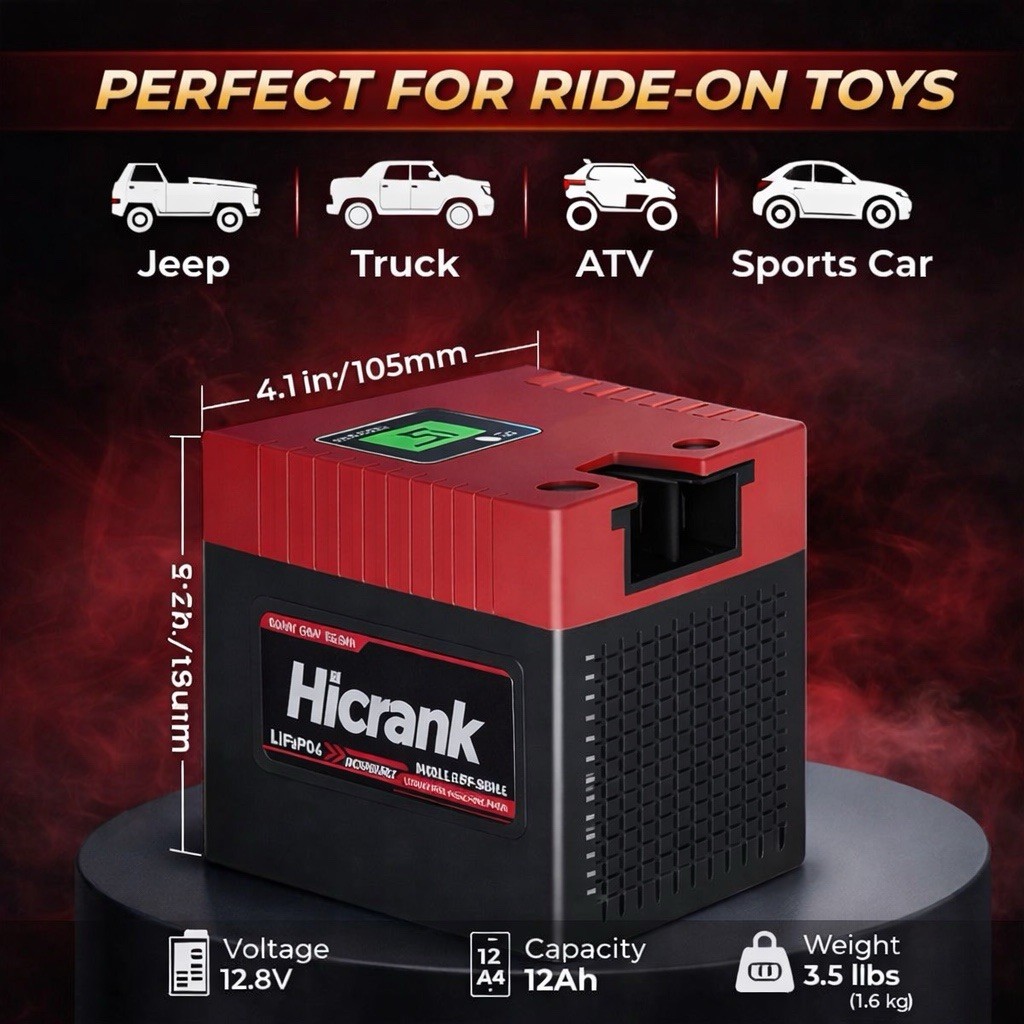 12V 12Ah LiFePO4 Lithium Battery for Power Wheels Ride On Toy with Led display