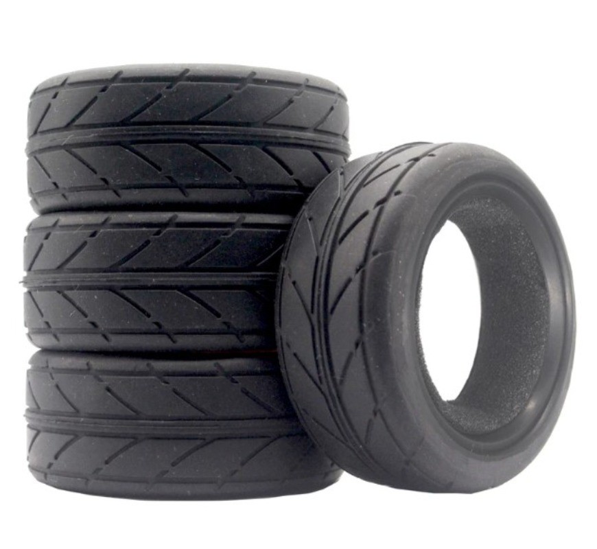 4PCS 26mm X-pattern Soft Rubber Tire for 1/10 Tamiya Wheel Rim On Road RC Car
