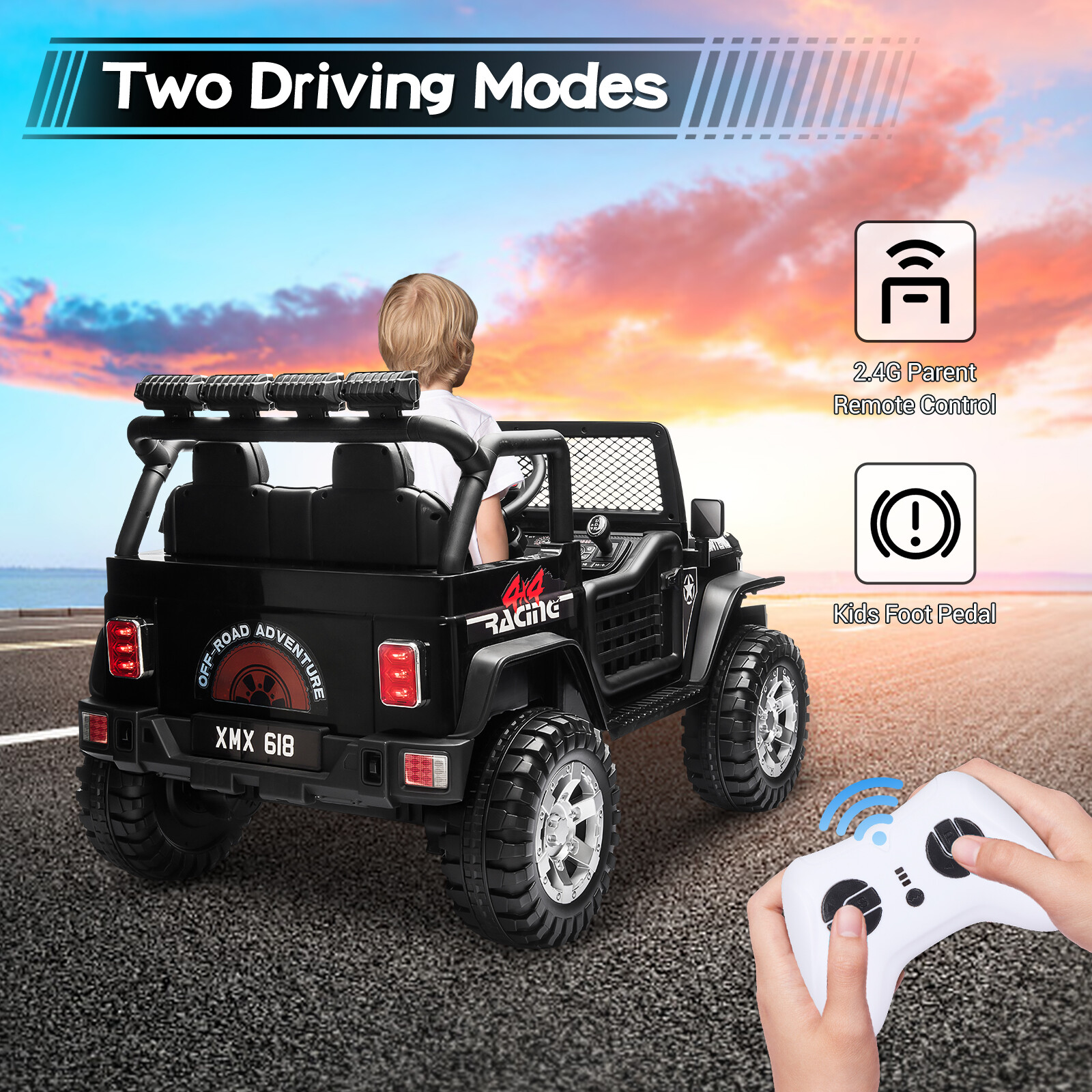 2 Seater Kids Ride On Car Jeep 12V Electric Kids Truck Jeep w/ Remote Control US